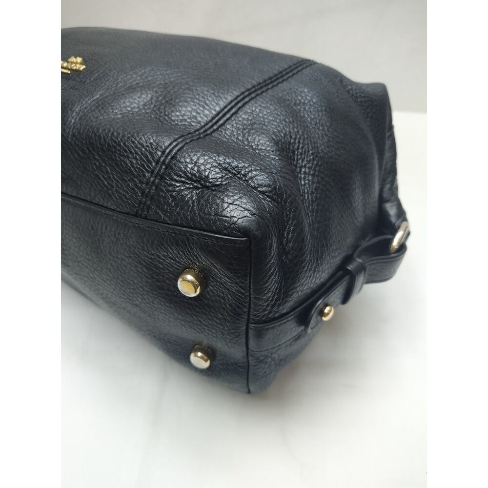 Coach Black Pebbled Leather Double Handles Zipper Closure Satchel Bag - Picture 9 of 14